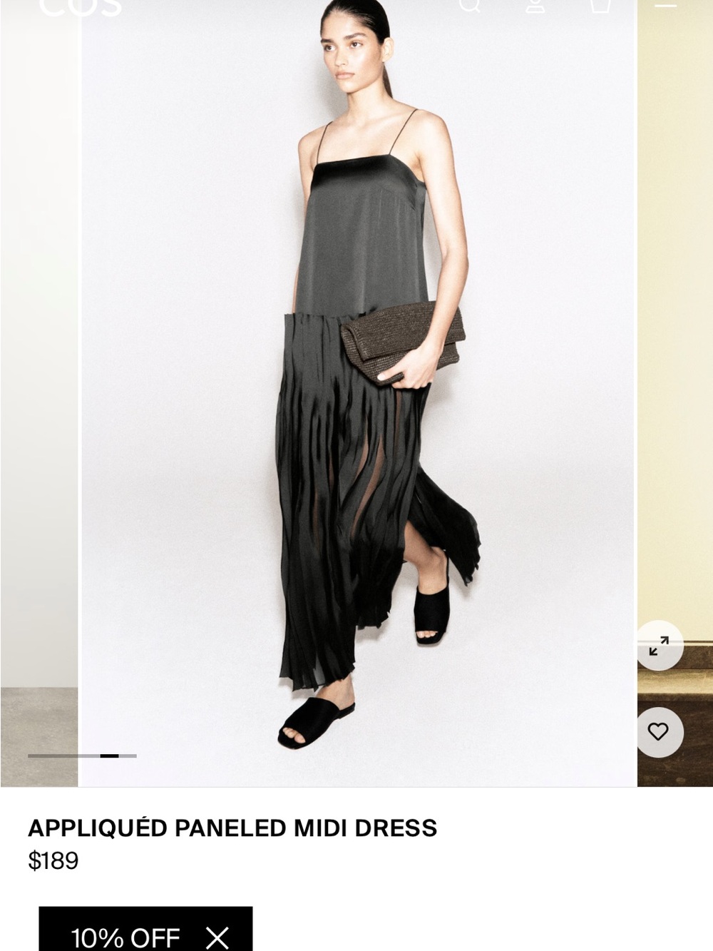 COS Black Appliquéd Panel Midi Dress